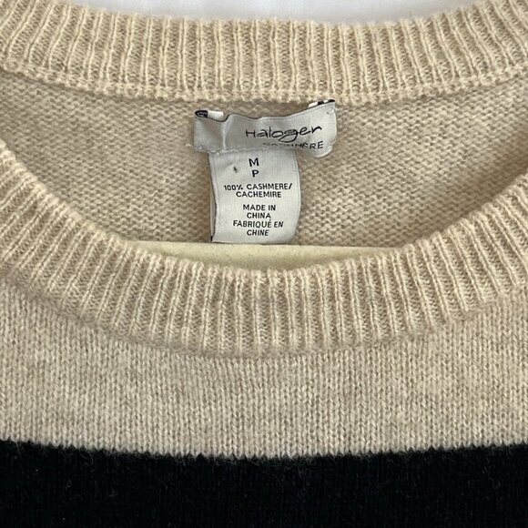 Halogen Womens 100% Cashmere Multicolor Striped Crew Neck Sweater M P Preppy - Picture 4 of 11